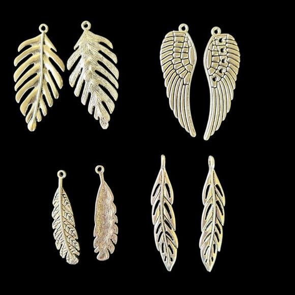4 Bundles of Silver Tone Leaf Charms 6 of each 24 Total Charms - Picture 9 of 10